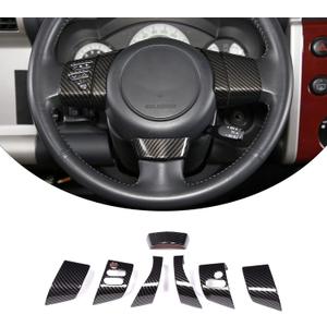 LLKUANG ABS Car Steering Wheel Cover Button Trim Frame for Toyota FJ Cruiser 2007-2021 Steering Wheel Decoration Accessories-7PCS