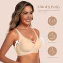 DB MOON Womens Jelly Bras Wireless Seamless Push Up Full Coverage Tshirt Bra No Underwire Supportive Bralette (Large, Nude)