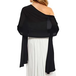 CHICGAL Women's Scarf Shawls and Wraps for Evening Dress Wedding Party Bridal Scarves Sarong Cover Ups (Black)