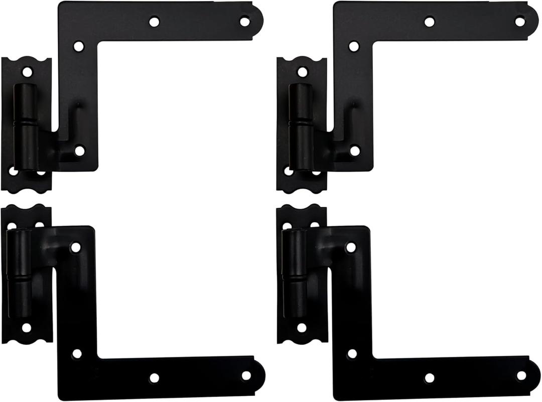 QCAA Steel Blind Shutter Hinge for Wood Frame & Brick, 1-1/16", Power Coated Black, 4 Pack (2 Pair), Made in Taiwan