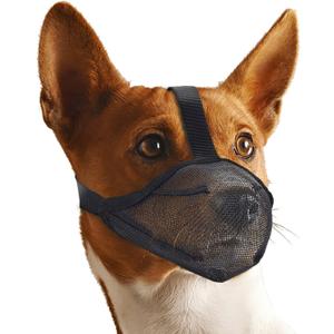 Whongkidz Basket Muzzle for Large Dogs, Soft Mesh Dog Mouth Guard, Allow Drinking, No Biting or Chewing - Black, L