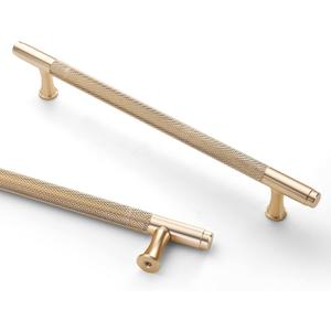 Asidrama 10 Pack 7.5 Inch(192mm) Knurled Gold Kitchen Cabinet Handles,Cabinet Pulls Kitchen Cabinet Hardware Cupboard Drawer Pulls