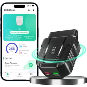 OBD2 Scanner Reader Bluetooth Wireless Auto Diagnostic Scan Tool for iOS & Android for Performance Test Bluetooth 5.4 Car Check Engine Car Code Reader, Clear Error Code Live Data Reset Exclusive APP (black)