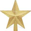 Christmas Tree Star Topper, 8" Gold Xmas Star Tree Decorations, 3D Shatterproof Bethlehem Star Tree Topper Decorations, Waterproof Christmas Tree Topper Decor for Holiday Home Outdoor Ornament