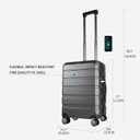 KROSER Hardside Expandable Carry On Luggage with Spinner Wheels & Built-in TSA Lock, Durable Suitcase Rolling Luggage with USB Port, Carry-On 20-Inch Steel Grey