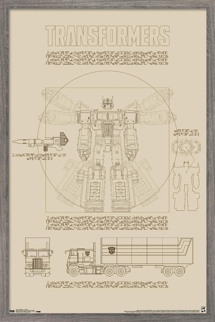 Trends International Hasbro Transformers - Sketch Wall Poster, 22.375" x 34", Barnwood Framed Version