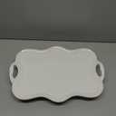 Porcelain Serving Tray with Handles, Luxury British Style Coffee Table Tray with Golden Rim, Beautiful Tea Tray Decor for Living Room, Easy to Use & Clean