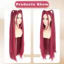 morvally 39 Inches Long Red Wig with 2 Ponytails for Women - Anime Cosplay Wigs for Womens Halloween Costume Party (Red, Adults)