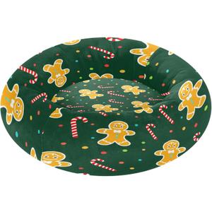 Christmas Cookies Dog & Cat Bed, Calming Donut Pet Bed with Removable Washable Cover & Non-Slip Bottom, Comfort Pet Bed for Puppy Kitten Small Medium Pets, 18 in