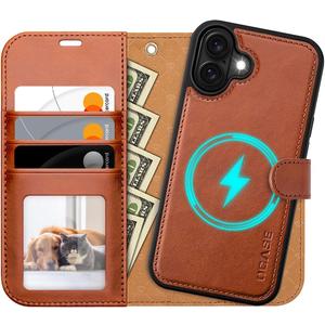 OCASE for iPhone 16 Case Detachable Wallet Case with Card Holder, 2 in 1 Pu Leather Flip Folio with RFID Blocking Stand Wrist Strap Shockproof Phone Cover 6.1 Inch 2024, Brown