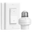 Remote Control Light Bulb Socket, Decorator Rocker Wall Switch, 200FT Range Wireless Light Switch for Pull Chain Light Fixture, E26 E27 Base, No Wiring Needed (2 Wall Switches and 1 Socket)