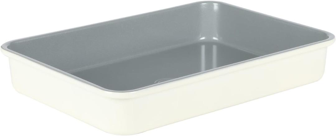 Sur La Table Kitchen Essentials Bake Sale 9 X 13 Inch PFOA, PFAS, PTFE Free Nonstick Roaster/Cake/Baking Pan - Linen White