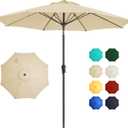 9FT Outdoor Patio Umbrella Outdoor pool Umbrella with Push Button Tilt and Crank, Market Umbrella 8 Sturdy Ribs UV Protection for Garden, Deck, Backyard (Beige)