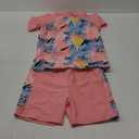 Girls Two Piece Swimsuit Floral UPF 50+ Rash Guard Set Kids Beach Swimwear (9-10 Years, Peach)