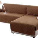 Genina Sectional Couch Covers for Dogs L Shaped Sofa Covers Chaise Lounge Cover Reversible Couch Covers for Sectional Sofa L Shape Furniture Protectors Cover for Pets, Kids (Brown, Large)