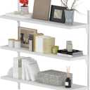 8" Deep 32 Long Adjustable Deep Floating Shelves for Wall 3-Tier, Wall Mount Metal Shelf 165LBS, Heavy Duty White Storage Rack for Garage, Kitchen, Bathroom, Bedroom, Wall Shelving Decor