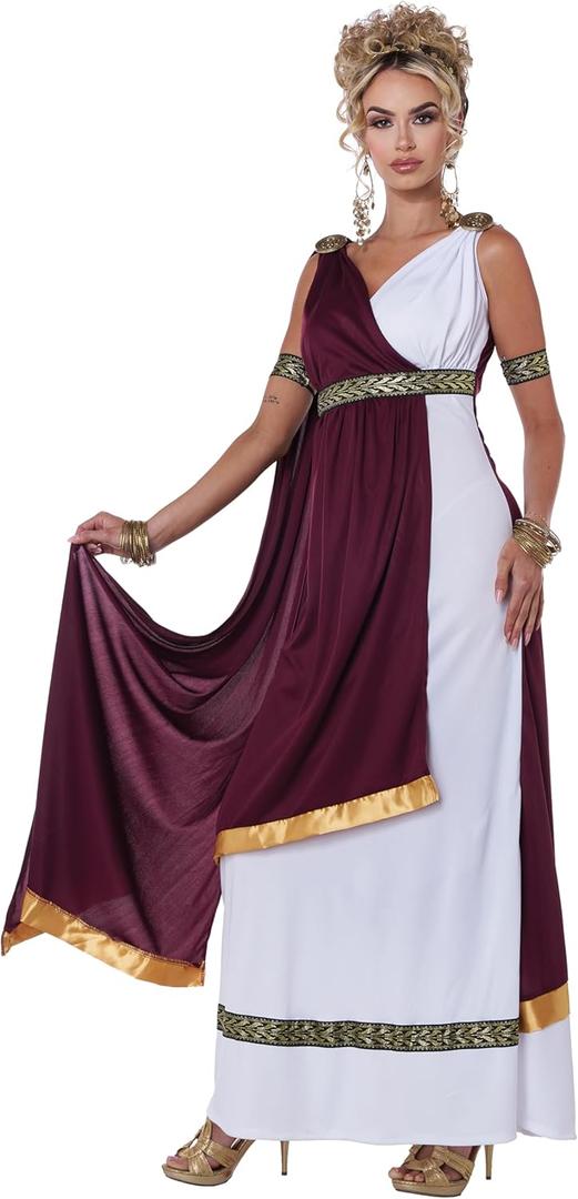 Roman Empress Costume, White/Burgundy, Small (6-8)