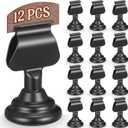 Kathfly 12 Pcs Wedding Table Number Holders 1.7 Inch Metal Black Mini Place Card Holders Bulk Harp-clip Table Sign Stands Card Holder Display Picture Memo Notes Menu for Restaurants Birthday Decor