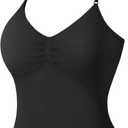 VOYJOY Impact Longline Strappy Top Workout Tank Tops for Women Impact Gym Sports Bra Camis, Black S