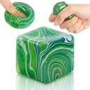3 x 1 Pcs Stress Cube Bulk Ice Cube Stress Ball Anxiety Relief Soft Squeeze Sensory Ball for Party Favors Prizes Goodie Bag Stuffers (Emerald Green), 1.38 inches