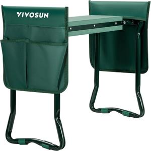 VIVOSUN Garden Kneeler and Seat, Foldable Gardening Stool, Garden Kneeling Bench with Handles, EVA Foam Pad & 2 Tool Bags, Portable Garden Tools for Women Men Seniors, 2-in-1 Outdoor Garden Supplies (Green)