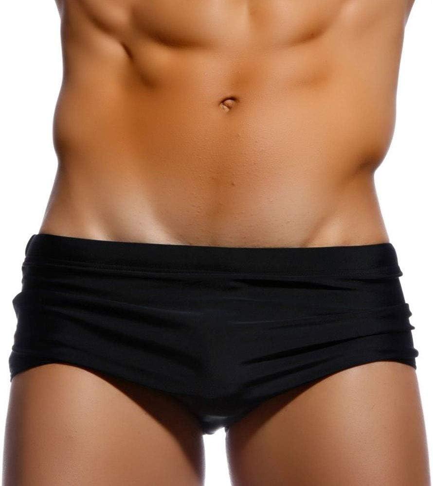 UXH New Men Swimwear Boxer Beach Shorts suilt Men's Boxer Surfing Swim Pants Stretch Swimming Trunks (Large, 604 Black)