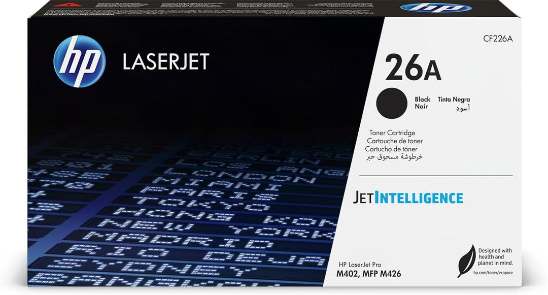 HP 26A Black Toner Cartridge Printers | Works with LaserJet Pro M402 Series; LaserJet Pro MFP M426 Series | CF226A