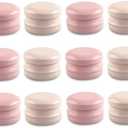 10Gram Lip Balm Containers, 12pcs Round Metal Salve Tins with Lids, Mini Candle Jars, Small Sample Containers for Balms, Salves, Cosmetic, Nail Polish, DIY Items (Pink), Set of 9