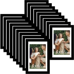 18 Packs 4x6 Picture Frames Black, 4x6 Frames Bulk, Gallery Wall Frame Set, 4 by 6 Frame Set of 18, Collage Wall Decor Photo Frames Set for Wall Hanging and Tabletop, Black