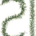 HuiYngTong 2 Pack Artificial Eucalyptus Garland, 5.5ft Faux Eucalyptus Vines with Lifelike Silver Dollar Leaves, Handmade Greenery Garland for Wedding Arch Decor, Table Runner, Home Party Backdrop