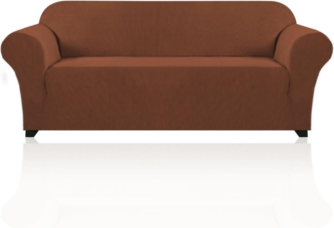 PrinceDeco Couch Covers for 3 Cushion Couch Sofa Pet Friendly Extra Large Couch Cover for Oversized Sofa Washable Furniture Protector Fitted Sofa Slipcovers Stay in Place(XL Sofa, Caramel)