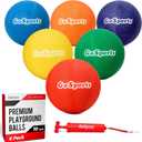 GoSports Playground Balls for Kids - Choose 8.5 or 10 Sizes - Heavy Duty Set of 6 with Carry Bag and Ball Pump