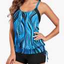 Holipick Blouson Tankini Swimsuits for Women - Two Piece Tummy Control Bathing Suit with Shorts Modest Swimwear,2XL
