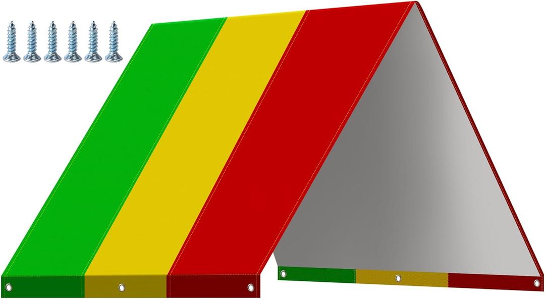 Alpurple Swing Set Replacement Tarp- 52" x 90" Kids Playground Roof Canopy, Replacement Sunshade Waterproof Trap Cover for Children Outdoor Sunproof (Green Yellow Red)