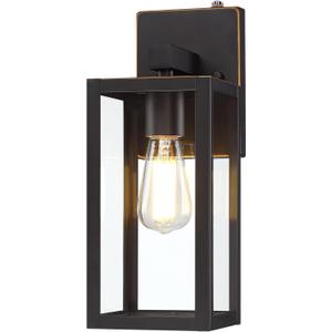Dusk to Dawn Outdoor Wall Lantern, Photocell Sensor Wall Sconce as Porch Lighting Fixture, E26 Medium Base, Metal Housing Plus Glass, Bulbs not Included, Oil Rubbed Bronze Finish, 1-Pack