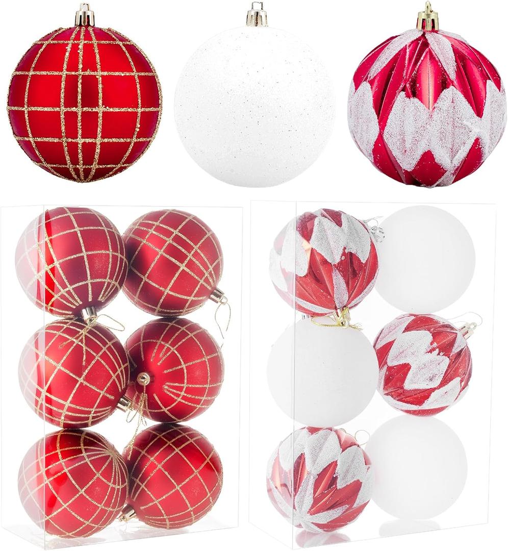 Christmas Ball Hanging decorations3.14 inch, 12 Pieces of shatterproof Christmas Tree Decoration Balls Set, Suitable for Party Floral Christmas Tree Decoration (3.14 inches 12 Balls)