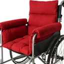 Wheelchair Cushions,Pressure Pain Relief Accessories with Armrest Covers,Supports Coccyx & Back, Non-Slip Fits 18 Wheelchair with Full Arms(Burgundy)