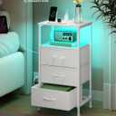 SONGMICS Nightstand with Charging Station, 3 Fabric Drawers, 11.8"D x 15.6"W x 29.9"H