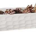 Oakrain 30 inches Large Decorative Bowl for Home Decor, White Dough Bowl with Hand Carved Irregular Texture, Unique Table Centerpieces, Wooden Home Decor Accents for Farmhouse Boho Rustic Style