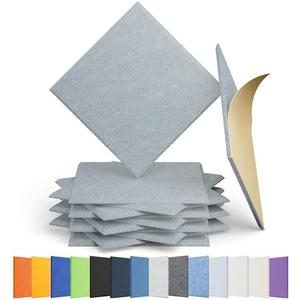 Amantech 12 Pack Acoustic Panels Self Adhesive Sound Proof Foam, High Density Sound Acoustic Panel, 12X12X0.4 Inch Square Panels in Home, Office, Reccording Room, Studio,and more(Blue Gray)
