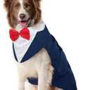 Kuoser Dog Tuxedo Dog Suit and Bandana Set, Dogs Tuxedo Wedding Party Suit, Doggy Prince Bow Tie Shirt Formal Pet Wedding Attire for Dogs Golden Retriever Samo Bulldogs 2XL