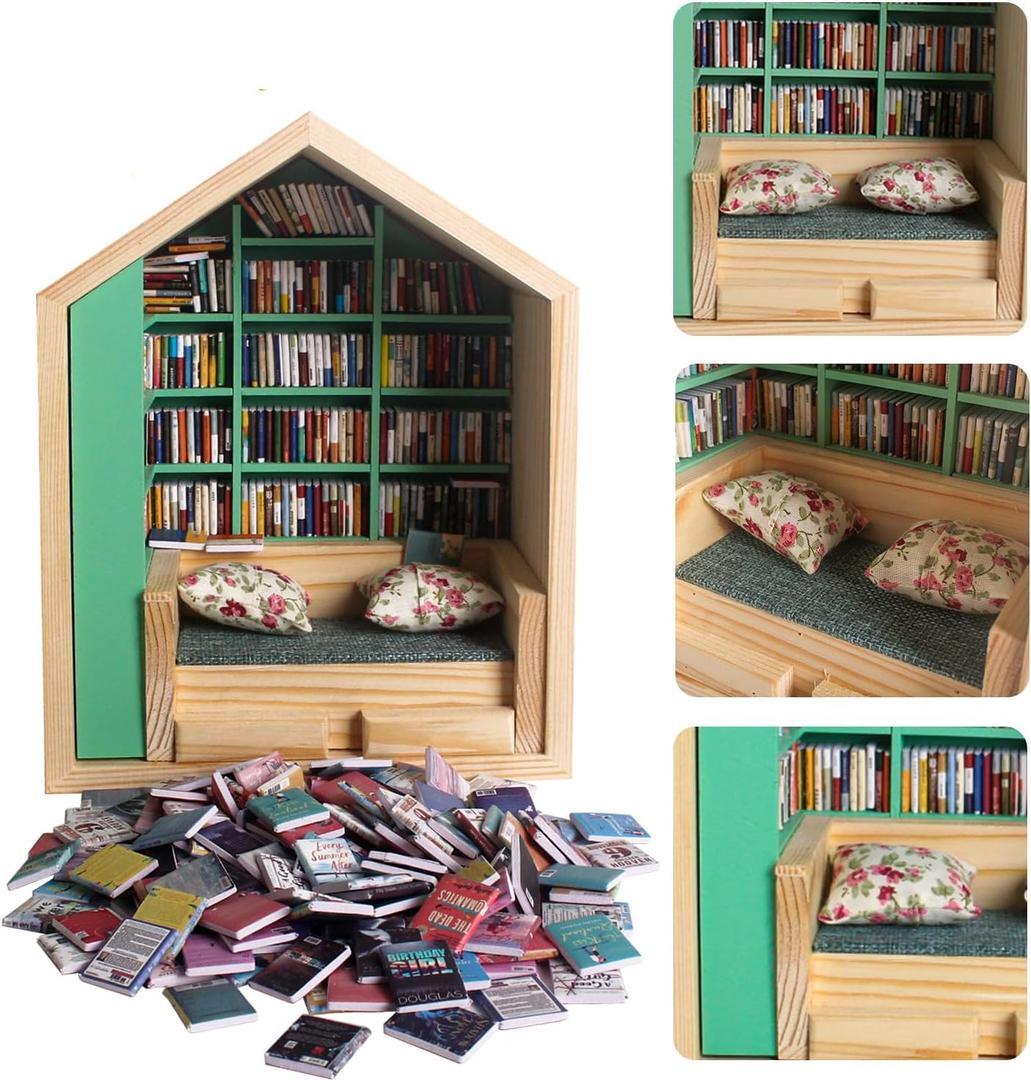 Anxiety bookshelf mini books for Creative Ornaments, Stress-Relieving Gifts for Family and Friends, book lover gifts desktop decoration Boxes, gifts girls, Valentine's Day gift (200 small books)