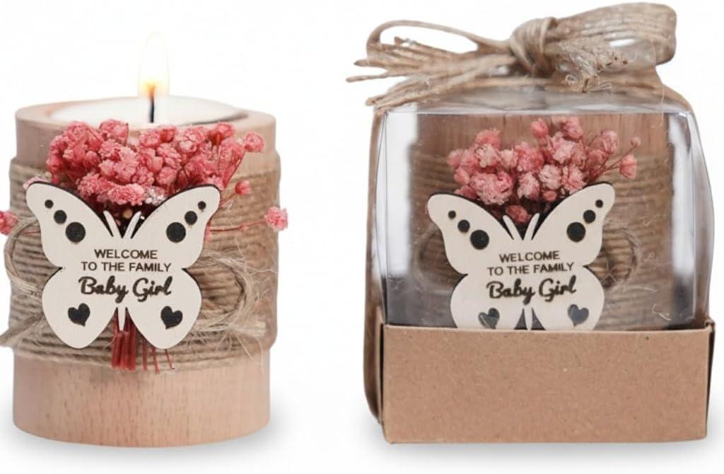 20 Pack Baby Shower Candle Holders, Girl Baby Shower Favors, Pink Butterfly Baby Shower Decorations, Baby Girl Guest Gifts