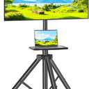 TVON TV Tripod Stand with Shelf for 23-80 inch LED LCD Flat Screen/Curved TVs, Portable TV Stand with 15 Tilt and Height Adjustment Holds up to 100lbs, Outdoor TV Mount Max VESA 600x400m
