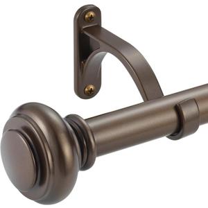 72-144 Inches Curtain Rods for Window, Vimayta 1 Inch Diameter Drapery Rod with Resin Finials, Ideal Adjustable Heavy Duty Single Curtains Rod for Bedroom, Living Room Decoration, Dark Bronze