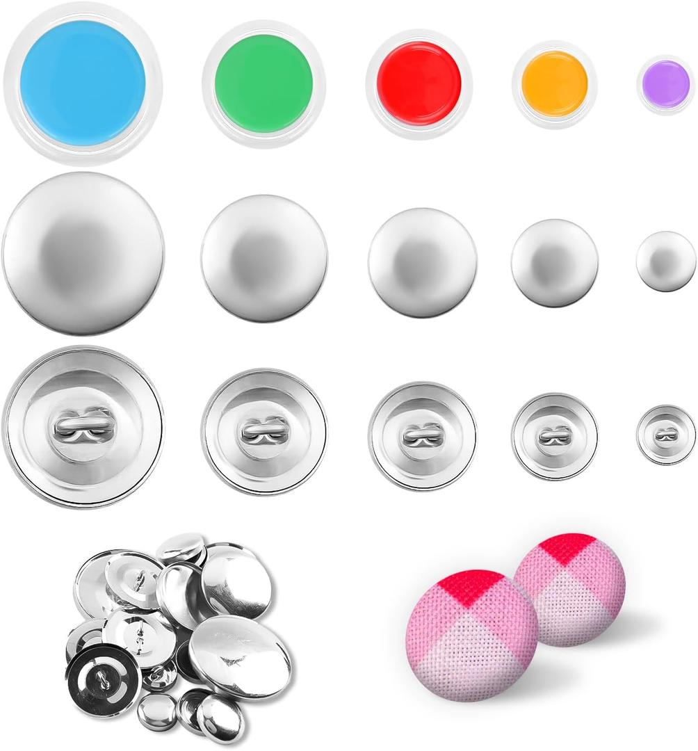 100pcs Cover Button Kits with 5 Sizes & Tools - DIY Fabric Covered Buttons to Make Your Own