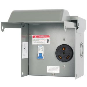 Temporary Power Outlet Panel, Power Circuit Breaker Panel with 30 Amp Receptacle Installed, Prewired Receptacle Panel Weatherproof Electrical Outlet Box (30A Power Outlet Panel)