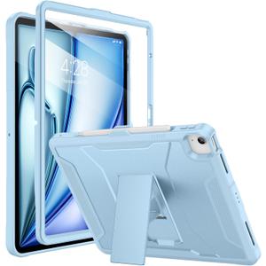 Soke Case for iPad Air 13-Inch M3 2025 & M2 2024,with Built-in Screen Protector and Kickstand, Rugged Full-Body Heavy Duty Protective Cover for Apple iPad Air 13 - Sky Blue