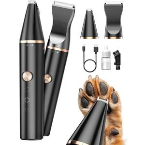 Oneisall 2 Speed Cat Clippers with Double Blades, Rechargeable Cordless Small Cat Paw Trimmer, Low Noise for Trimming Dog's Hair Around Paws, Eyes, Ears, Face, Rump (Black)