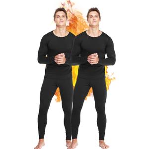 Mens Thermal Underwear Set with Lightweight Ultra Soft Fleece Lined,Long John Set, Skiing Base Layer (Black, XXXL)